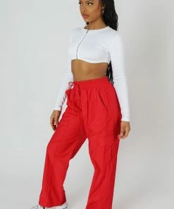 Public Desire UK Zip Through Underbust Ribbed Top White