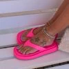 Public Desire UK Sliders Surfs Up Pink Flatform Flip Flop Sandals