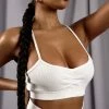 Public Desire UK Athleisure Cross Back Ribbed Bralet White