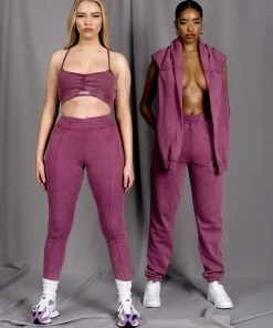 Public Desire UK KAIIA CLOTHING Athleisure Seam Front Ribbed Leggings Purple