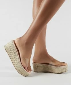 Public Desire UK Cami Flatform Espadrille Sliders In Perspex