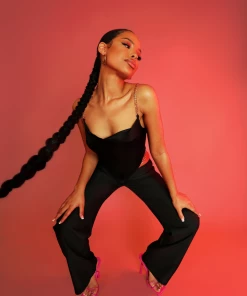 Public Desire UK Chain Strap Handkerchief Top Black