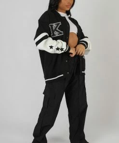 Public Desire UK Kaiia Logo Varsity Jacket Black 10 Public Desire UK Kaiia Logo Varsity Jacket Black