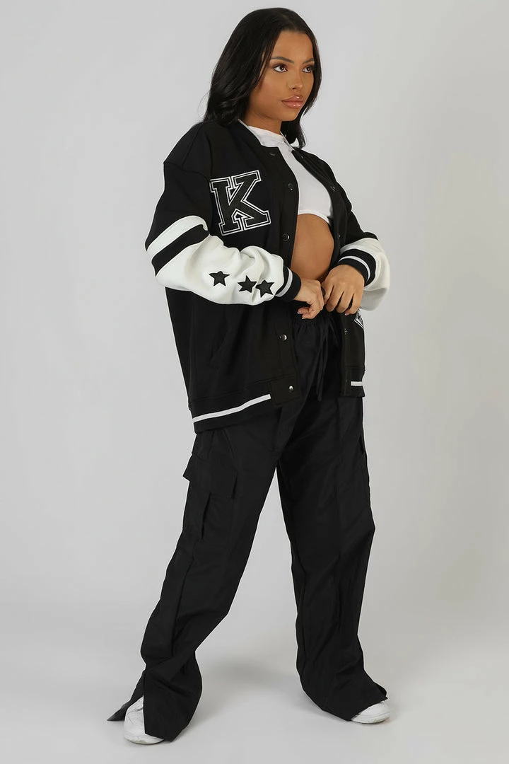 Public Desire UK Kaiia Logo Varsity Jacket Black 5 Public Desire UK Kaiia Logo Varsity Jacket Black