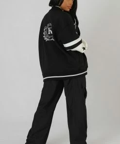 Public Desire UK Kaiia Logo Varsity Jacket Black 8 Public Desire UK Kaiia Logo Varsity Jacket Black