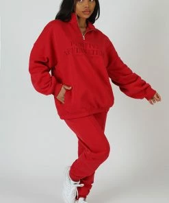 Public Desire UK Seam Front 90S Joggers Red