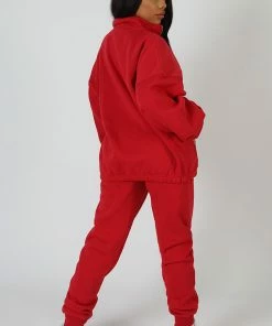 Public Desire UK Seam Front 90S Joggers Red