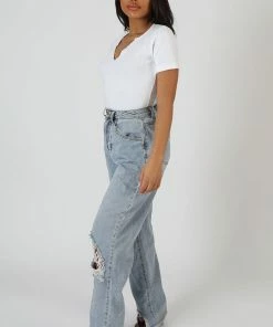 Public Desire UK KAIIA CLOTHING Knotch Front Short Sleeve Ribbed Bodysuit White