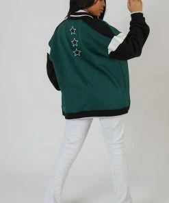 Public Desire UK KAIIA CLOTHING Seattle Varsity Jacket Forest Green