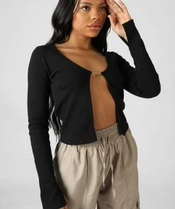 Public Desire UK Kaiia Trim Ribbed Top Black KAIIA CLOTHING 8 Public Desire UK Kaiia Trim Ribbed Top Black KAIIA CLOTHING