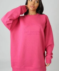 Public Desire UK KAIIA CLOTHING Kaiia Embroidered Sweat Dress Pink
