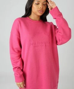 Public Desire UK KAIIA CLOTHING Kaiia Embroidered Sweat Dress Pink