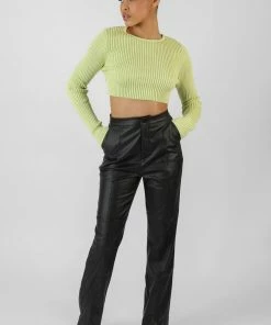 Public Desire UK Open Chain Back Knitted Crop Top Lime
