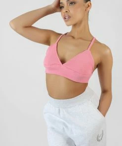 Public Desire UK Triangle Ribbed Bralet Pink KAIIA CLOTHING