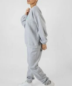 Public Desire UK Oversized Denver Print Sweatshirt Grey KAIIA CLOTHING