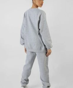 Public Desire UK Oversized Denver Print Sweatshirt Grey KAIIA CLOTHING