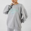 Public Desire UK Oversized Denver Print Sweatshirt Grey KAIIA CLOTHING