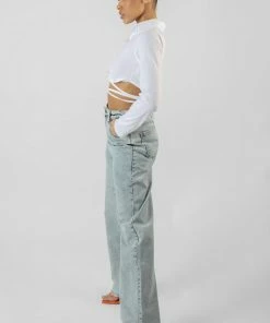 Public Desire UK Strappy Tie Waist Cropped Polo Shirt White KAIIA CLOTHING