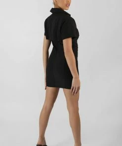 Public Desire UK Cropped Layer Blazer Mini Dress Black