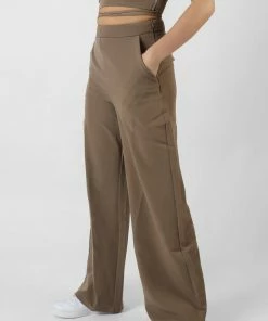Public Desire UK High Waist Wide Leg Trouser Taupe