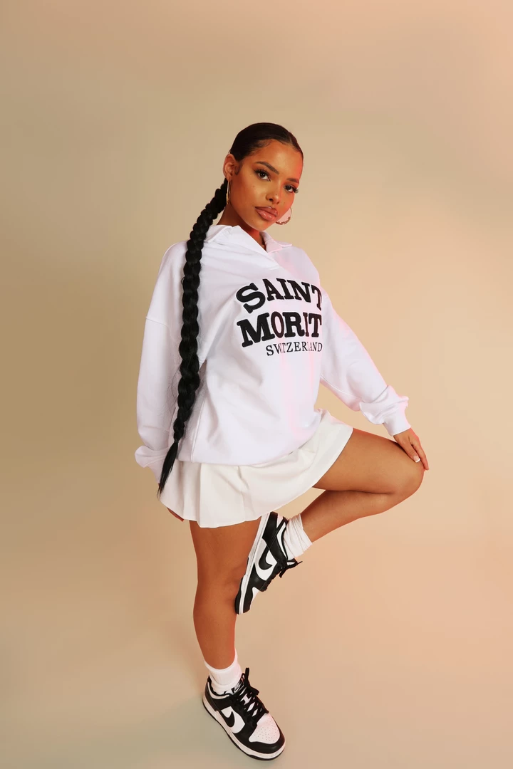 Public Desire UK St Moritz Oversized Rugby Sweatshirt White 2 Public Desire UK St Moritz Oversized Rugby Sweatshirt White