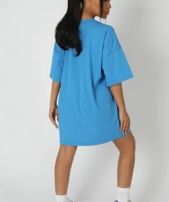 Public Desire UK Newport Graphic T-Shirt Dress Blue