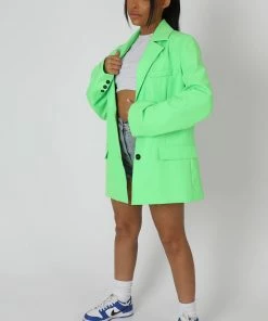 Public Desire UK Oversized Masculine Blazer Jacket Green
