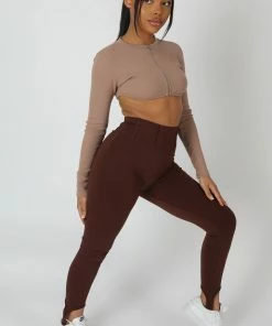 Public Desire UK Scoop Stirrup Corset Legging Chocolate