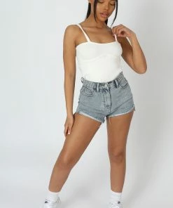 Public Desire UK Strappy Corset Bodysuit Ecru