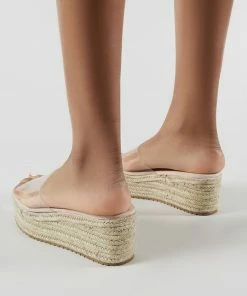 Public Desire UK Cami Flatform Espadrille Sliders In Perspex