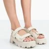 Public Desire UK NEW IN Brighton Wide Fit Ecru Nylon Flatform Open Toe Sandals