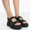 Public Desire UK NEW IN Brighton Wide Fit Black Nylon Flatform Open Toe Sandals
