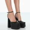 Public Desire UK Moonchild Black Pu Closed Toe Statement Platform Block Heels