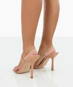 Public Desire UK NEW IN Rayelle Wide Fit Nude Strappy High Heels