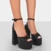 Public Desire UK NEW IN Knot On Black Pu Knotted Platform High Heeled Sandals