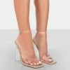 Public Desire UK NEW IN Valentina Nude Patent Perspex Clear High Heels