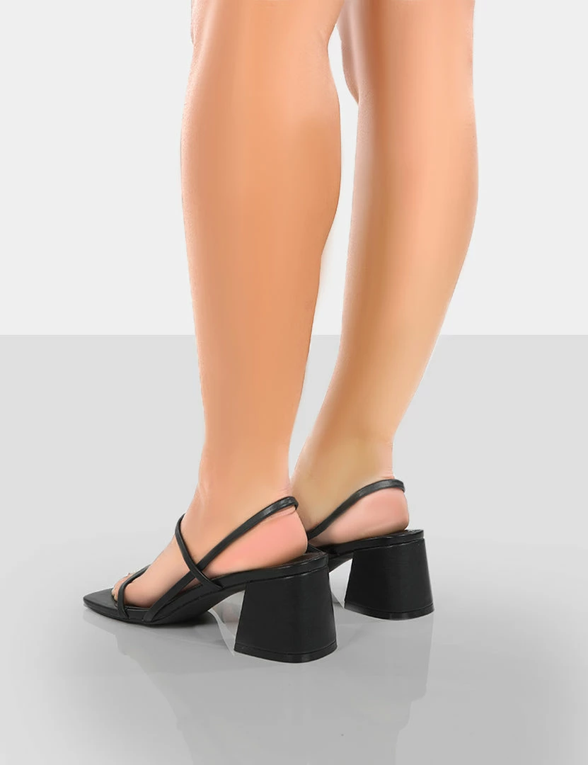 Public Desire UK NEW IN Just Realise Black PU Strappy Square Toe Mid Block Heeled Sandals 2 Public Desire UK NEW IN Just Realise Black PU Strappy Square Toe Mid Block Heeled Sandals