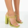 Public Desire UK Halley Green Patent Strappy Block Heels NEW IN