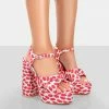 Public Desire UK Kiss Multi Lip Print Platform Sandal High Heels NEW IN