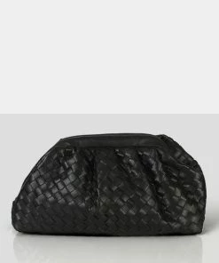 Public Desire UK Project Black Weave Clutch Bag