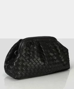 Public Desire UK Project Black Weave Clutch Bag