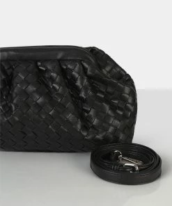 Public Desire UK Project Black Weave Clutch Bag