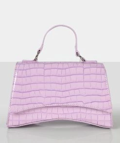Public Desire UK CROSSBODY AND SHOULDER BAGS The Remmy Lilac Croc Mini Handbag