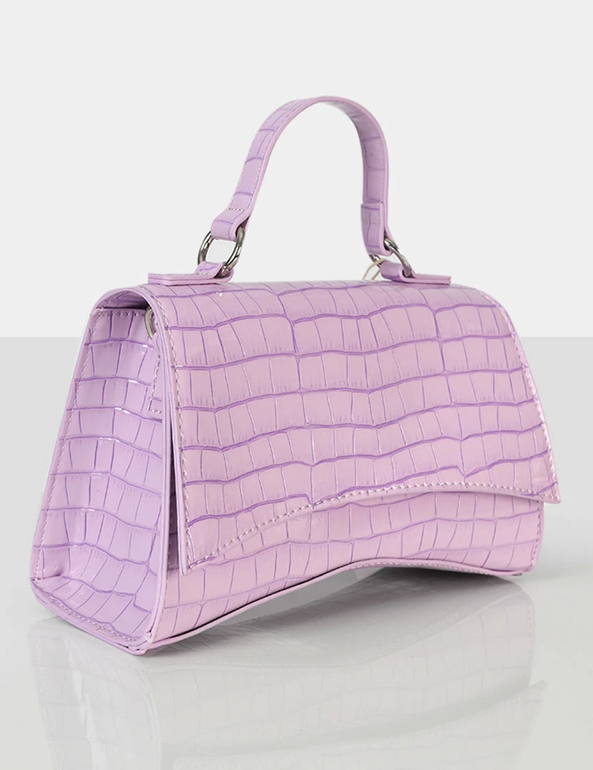 Public Desire UK CROSSBODY AND SHOULDER BAGS The Remmy Lilac Croc Mini Handbag 2 Public Desire UK CROSSBODY AND SHOULDER BAGS The Remmy Lilac Croc Mini Handbag