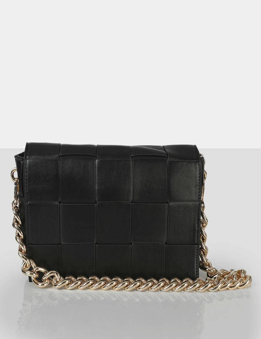 Public Desire UK The Mayan Black Weave Gold Chain Detail Shoulder Bag 1 Public Desire UK The Mayan Black Weave Gold Chain Detail Shoulder Bag