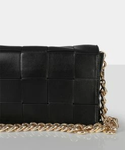 Public Desire UK The Mayan Black Weave Gold Chain Detail Shoulder Bag 5 Public Desire UK The Mayan Black Weave Gold Chain Detail Shoulder Bag