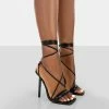 Public Desire UK Paradiso Black PU Lace Up Stiletto Heels