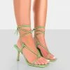 Public Desire UK Harriet Green PU Square Toe Lace Up Heels