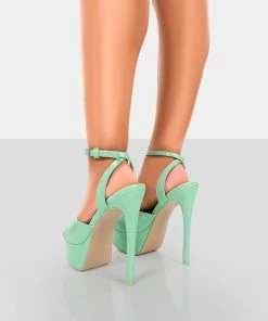 Public Desire UK Just Kidding Mint Patent Platform High Heels