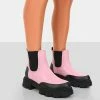 Public Desire UK By Midnight Pink Pu Chunky Sole Chelsea Boots Ankle Boots